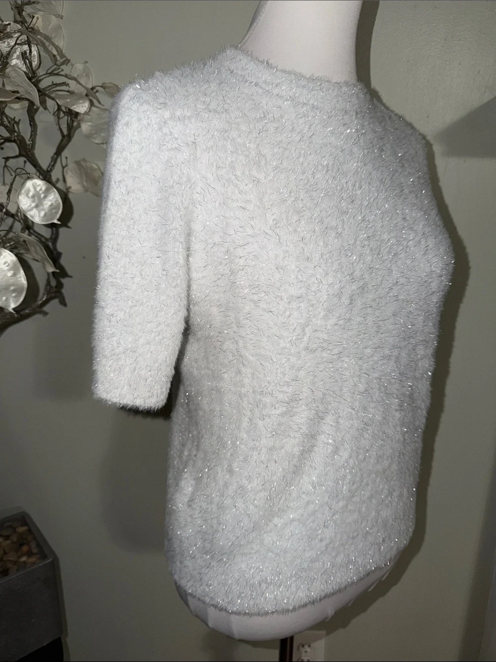 J. Crew Silver Metallic Short Sleeve Crewneck Top